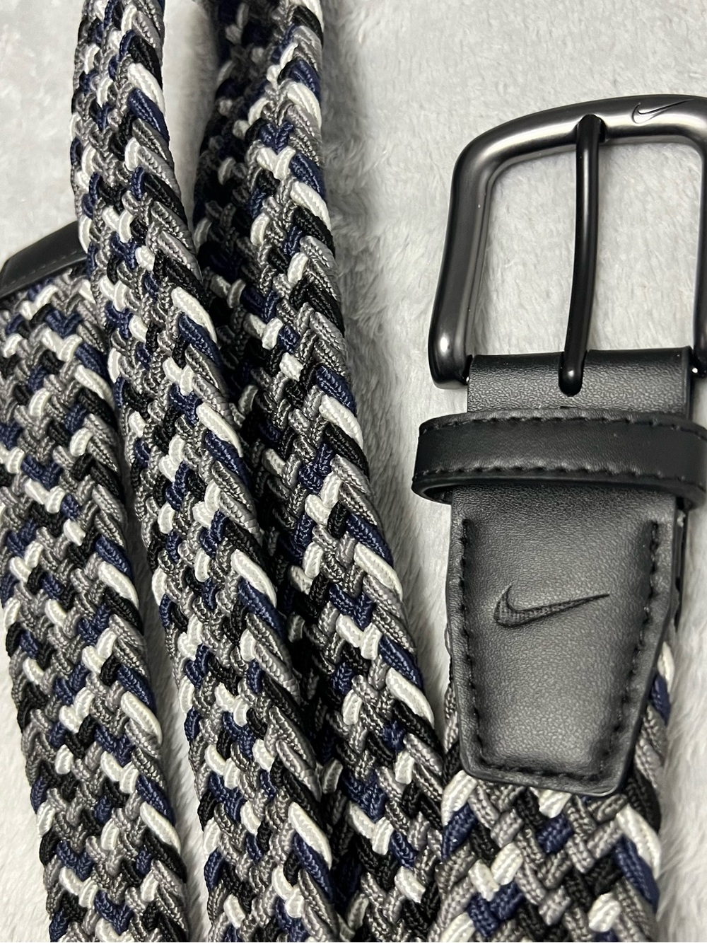 Nike Braided Elastic Belt in Black, Navy & Gray XL